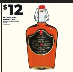 Loblaws PC 100% PURE MAPLE SYRUP, 500ML offer