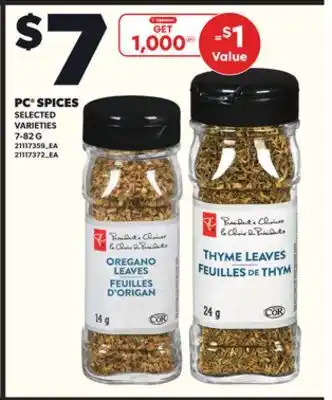 Loblaws PC SPICES, 7-82G offer