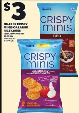 Loblaws QUAKER CRISPY MINIS OR LARGE RICE CAKES, 90-173G offer