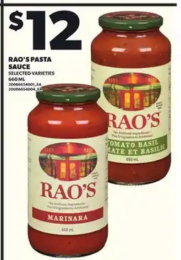 Loblaws RAO'S PASTA SAUCE, 660ML offer