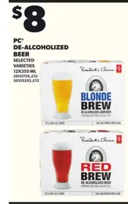 Loblaws PC DE-ALCOHOLIZED BEER, 12X355ML offer