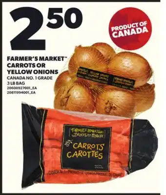 Loblaws FARMER'S MARKET CARROTS OR YELLOW ONIONS, 3LB BAG offer