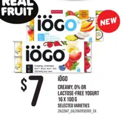 Loblaws IÖGO CREAMY, 0% OR LACTOSE-FREE YOGURT, 16x100g offer