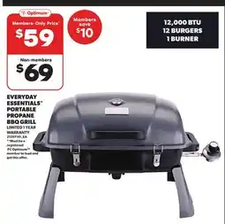 Loblaws ESSENTIALS PORTABLE PROPANE BBQ GRILL offer