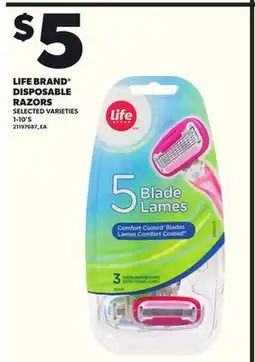 Loblaws LIFE BRAND DISPOSABLE RAZORS, 1-10'S offer