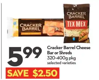 Longo's Cracker Barrel Cheese Bar or Shreds offer