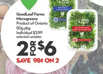 Longo's GoodLeaf Farms Microgreens offer