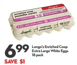 Longo's Longo's Enriched Coop Extra Large White Eggs 18 pack offer