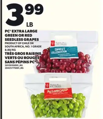 Independent Grocer PC EXTRA LARGE GREEN OR RED SEEDLESS GRAPES offer