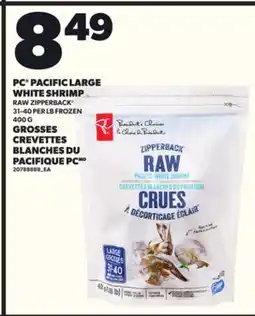 Independent Grocer PC PACIFIC LARGE WHITE SHRIMP RAW ZIPPERBACK , 31-40 PER LB 400 G offer