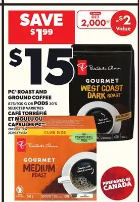 Independent Grocer PC ROAST AND GROUND COFFEE 875/930 G OR PODS offer