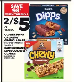 Independent Grocer QUAKER DIPPS OR CHEWY GRANOLA BARS, 120-156 G offer