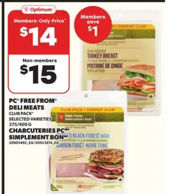 Independent Grocer PC FREE FROM DELI MEATS, 375/400 G offer