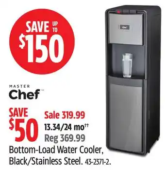 Canadian Tire Master Chef Bottom-Load Water Cooler, Black/Stainless Steel offer