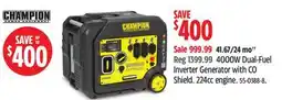 Canadian Tire Champion Power Equipment 4000W Dual-Fuel Inverter Generator with CO Shield offer