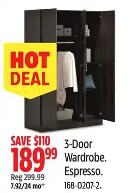 Canadian Tire 3-Door Wardrobe Espresso offer