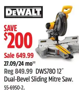 Canadian Tire DEWALT DWS780 12˝ Dual-Bevel Sliding Mitre Saw offer