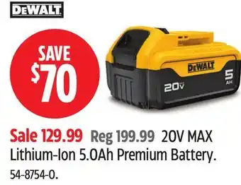 Canadian Tire DEWALT Lithium-Ion 5.0Ah Premium Battery offer