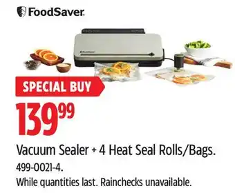 Canadian Tire foodsaver Vacuum Sealer + 4 Heat Seal Rolls/Bags offer