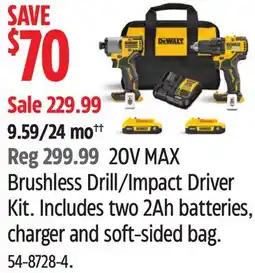 Canadian Tire DEWALT 20V MAX Brushless Drill/Impact Driver Kit offer