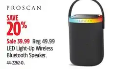 Canadian Tire Proscan LED Light-Up Wireless Bluetooth Speaker offer