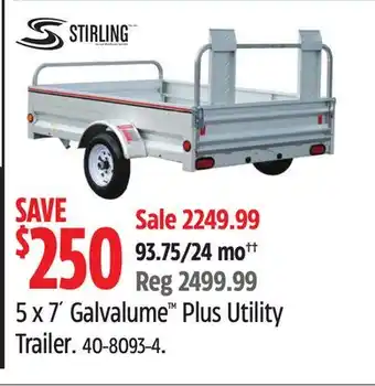 Canadian Tire Stirling 5 x 7´ Galvalume Plus Utility Trailer offer