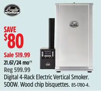 Canadian Tire Digital 4-Rack Electric Vertical Smoker. 500W. Wood chip bisquettes offer