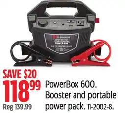 Canadian Tire MotoMaster Eliminator PowerBox 600. Booster and portable power pack offer