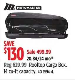 Canadian Tire MotoMaster Rooftop Cargo Box. 14 cu-ft capacity offer