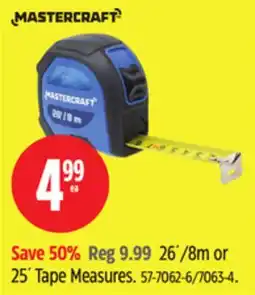 Canadian Tire Mastercraft 25´ Tape Measures offer