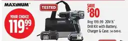 Canadian Tire Maximum 20V 1/2 Drill Kit with Battery, Charger & Case offer