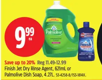 Canadian Tire Finish Jet Dry Rinse Agent, 621mL or Palmolive Dish Soap, 4.27L offer