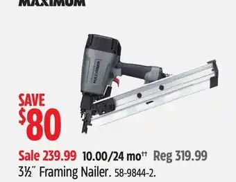 Canadian Tire MAXIMUM 31⁄2˝Framing Nailer offer