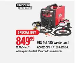 Canadian Tire Lincoln Electric MIG-Pak 180 Welder and Accessory Kit offer