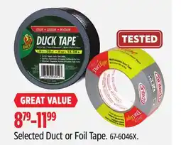 Canadian Tire Duck Selected Duct or Foil Tape offer