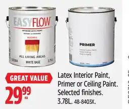 Canadian Tire Latex Interior Paint, Primer or Ceiling Paint. Selected finishes. 3.78L offer