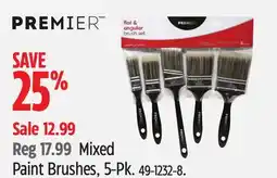 Canadian Tire Premier Paint Mixed Paint Brushes, 5-Pk offer