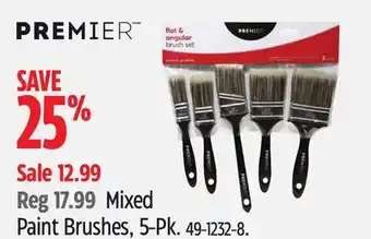 Canadian Tire Premier Paint Mixed Paint Brushes, 5-Pk offer