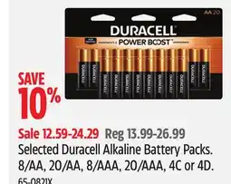 Canadian Tire Selected Duracell Alkaline Battery Packs offer