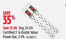 Canadian Tire Certified 3´ 6-Outlet Value Power Bar, 2-Pk offer