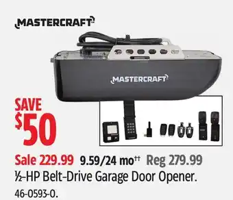 Canadian Tire Mastercraft 1⁄2-HP Belt-Drive Garage Door Opener offer