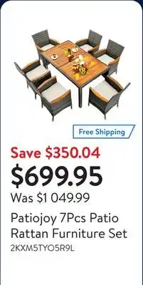 Walmart Patiojoy 7Pcs Patio Rattan Furniture Set offer