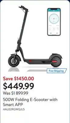 Walmart 500W Folding E-Scooter with Smart APP offer