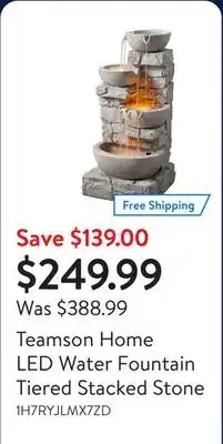 Walmart Teamson Home LED Water Fountain Tiered Stacked Stone offer