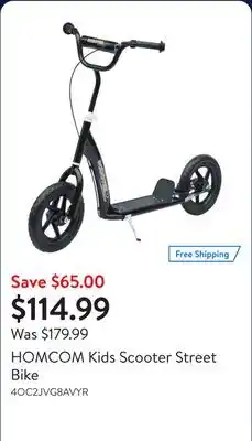 Walmart HOMCOM Kids Scooter Street Bike offer