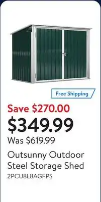 Walmart Outsunny Outdoor Steel Storage Shed offer