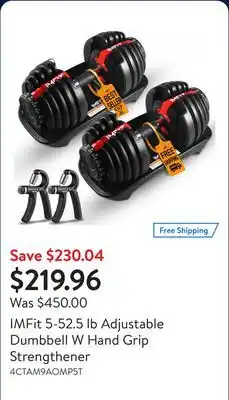 Walmart IMFit 5-52.5 lb Adjustable Dumbbell W Hand Grip Strengthener offer