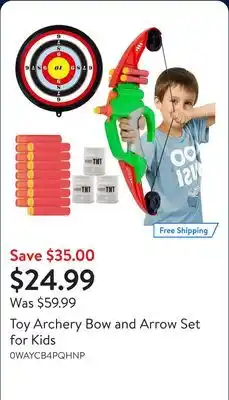 Walmart Toy Archery Bow and Arrow Set for Kids offer