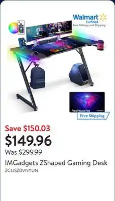 Walmart IMGadgets ZShaped Gaming Desk offer