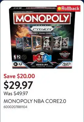 Walmart MONOPOLY NBA CORE2.0 offer